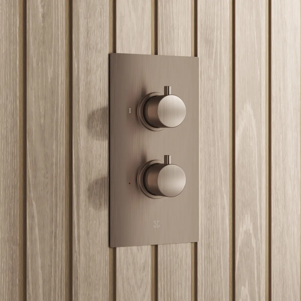 Core Shower Package with 2 Outlet Valve, Fixed Wall Mounted Square Shower Head & Shower Wall Kit