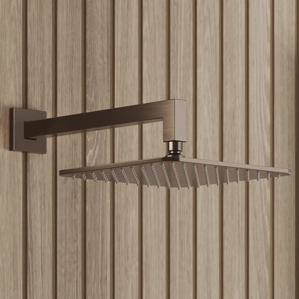 Core Shower Package with 2 Outlet Valve, Fixed Wall Mounted Square Shower Head & Shower Wall Kit