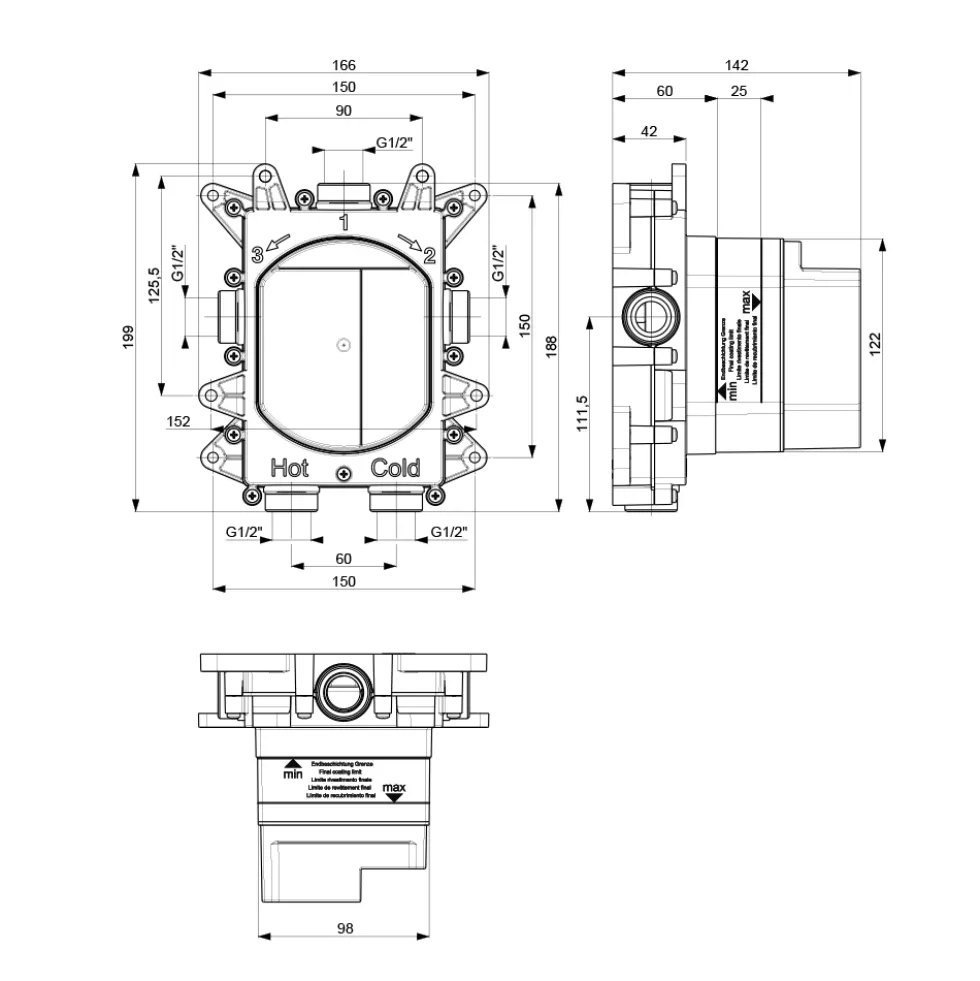 Crosswater Atoll/Glide II 2 Outlet Concealed Thermostatic Shower Valve - Crossbox Technology
