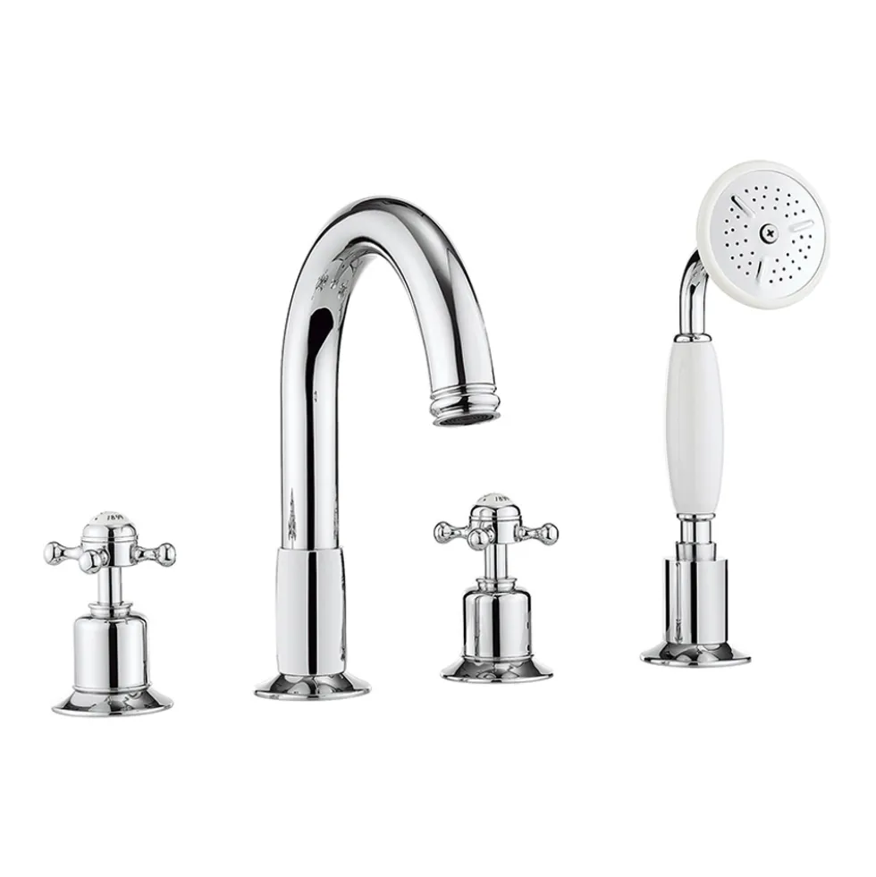 Crosswater Belgravia Crosshead Deck Mounted 4 Hole Bath Filler with Shower Kit