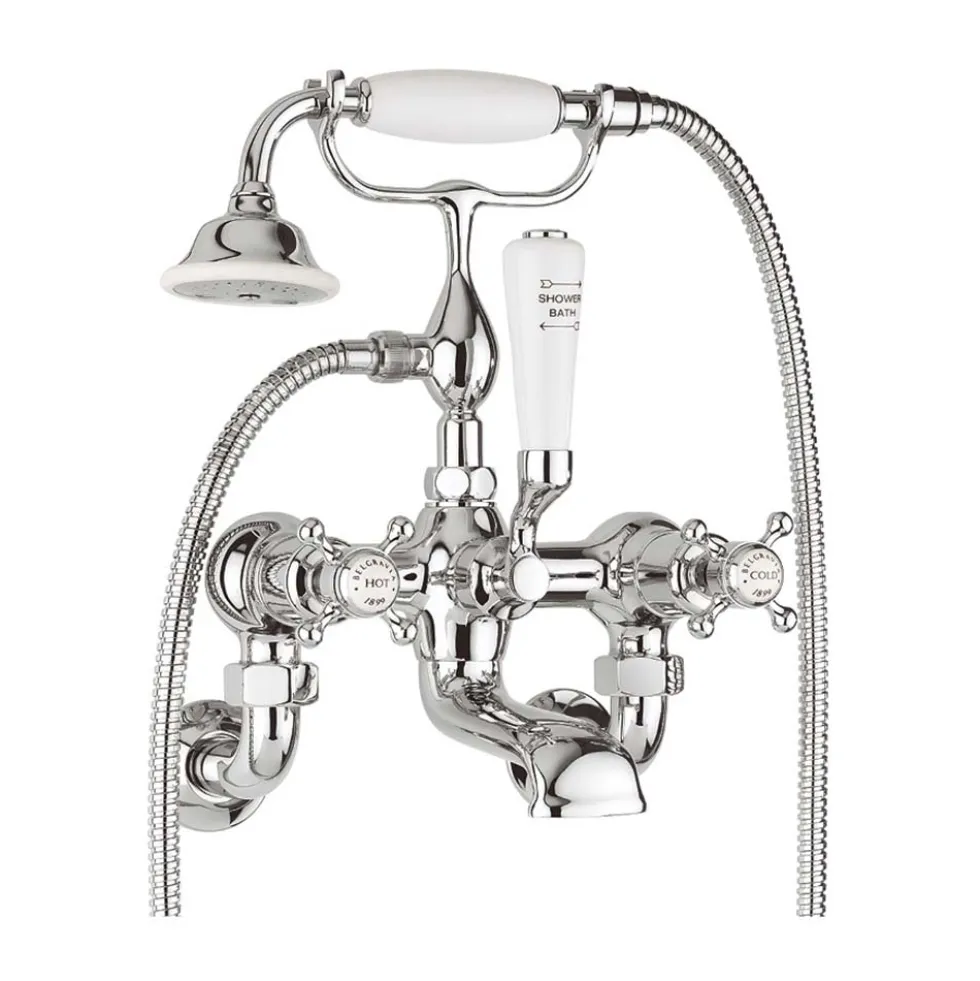 Crosswater Belgravia Crosshead Wall Mounted Bath Shower Mixer with Handset Kit