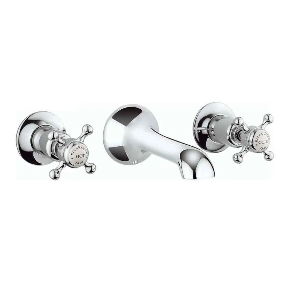 Crosswater Belgravia Crosshead Wall Mounted 3 Hole Basin Mixer - Chrome