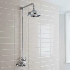 Crosswater Belgravia Exposed Thermostatic Shower Valve with Fixed Shower Head - 8 Inch Chrome Shower Head