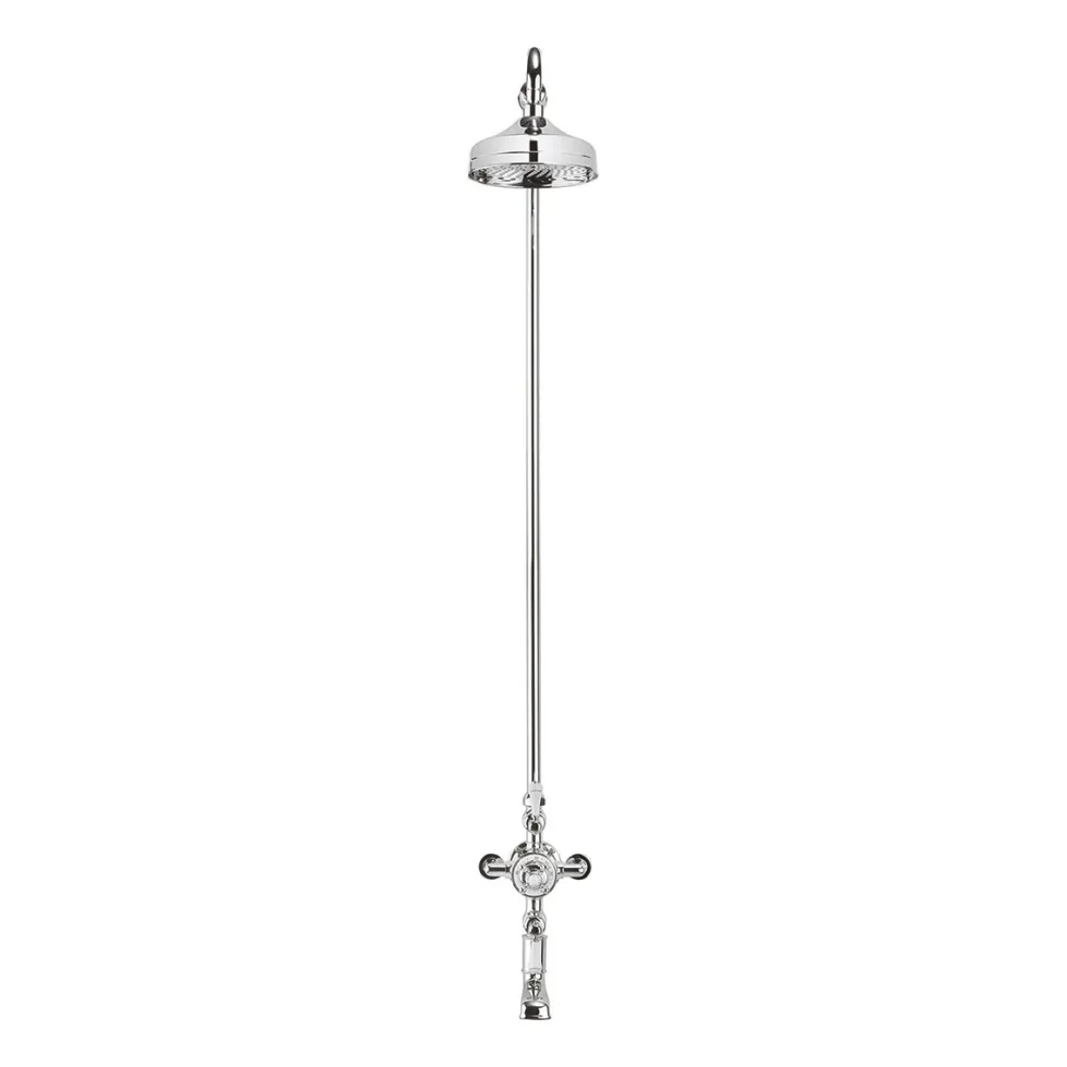Crosswater Belgravia Exposed Thermostatic Shower Valve with Fixed Shower Head and Bath Spout - 8 Inch Chrome Shower Head