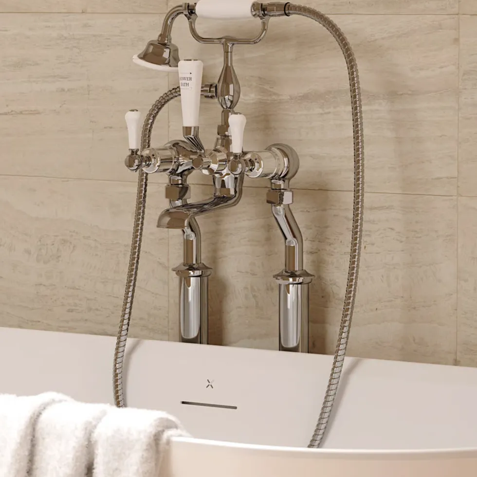 Crosswater Belgravia Lever Floor Standing Bath Shower Mixer with Handset Kit