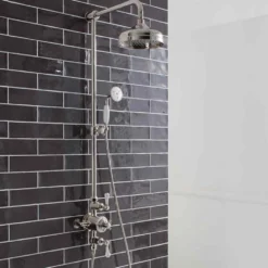 Crosswater Belgravia Multifunction Shower Valve with Slide Rail and Handset and Fixed Shower Head - 8 Inch Chrome Shower Head