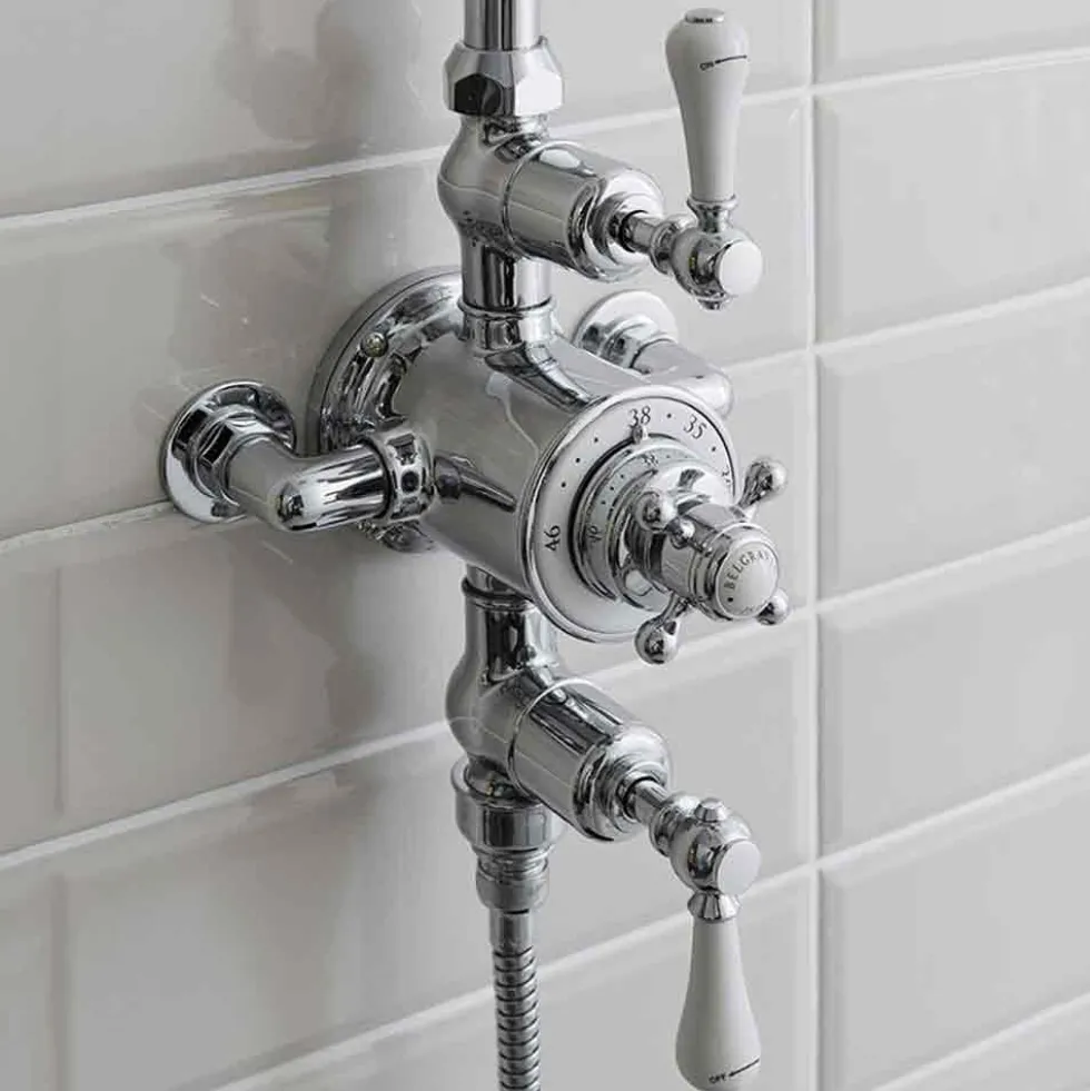 Crosswater Belgravia Multifunction Shower Valve with Slide Rail and Handset and Fixed Shower Head - 8 Inch Chrome Shower Head