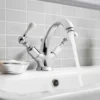 Crosswater Belgravia Twin Lever High Neck Mono Basin Mixer with Pop Up Waste