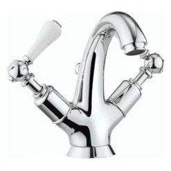 Crosswater Belgravia Twin Lever High Neck Mono Basin Mixer with Pop Up Waste