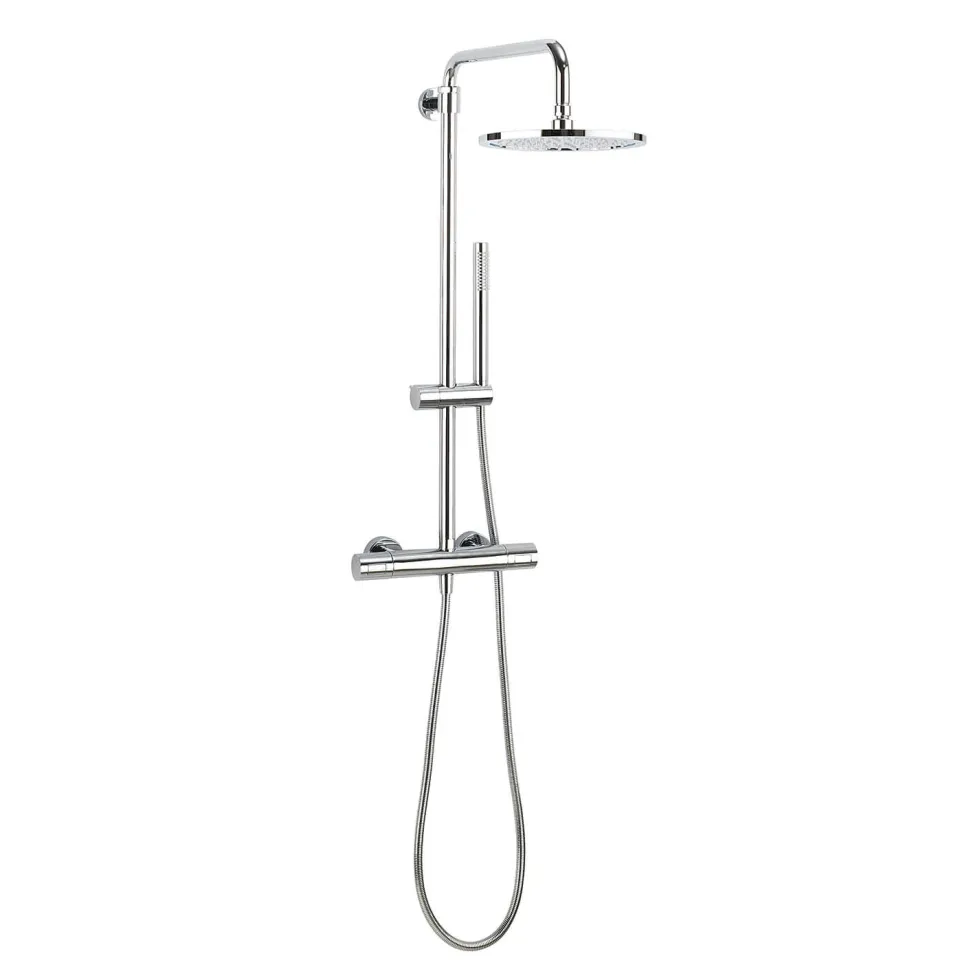 Crosswater Central Thermostatic Exposed Shower Kit With Height Adjustable Rigid Riser - Polished Chrome