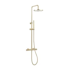Crosswater Central Thermostatic Exposed Shower Kit With Height Adjustable Rigid Riser - Brushed Brass