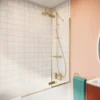 Crosswater Clear 6 6mm Brushed Brass Easy Clean Double Panel Bath Screen - 1500 x 1150mm