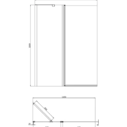 Crosswater Clear 6 6mm Easy Clean Double Panel Hinged Bath Screen - 1500 x 1150mm