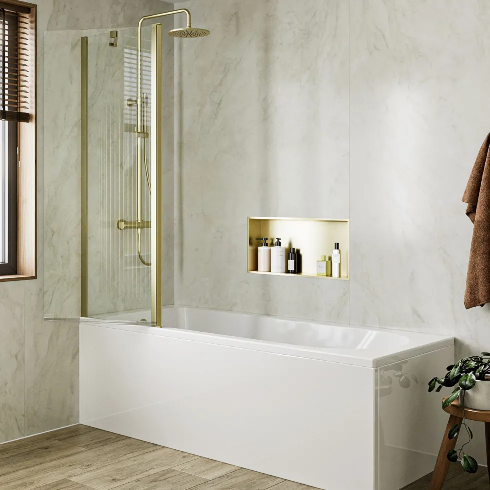 Crosswater Clear 6 6mm Easy Clean Double Panel Hinged Bath Screen - 1500 x 1150mm