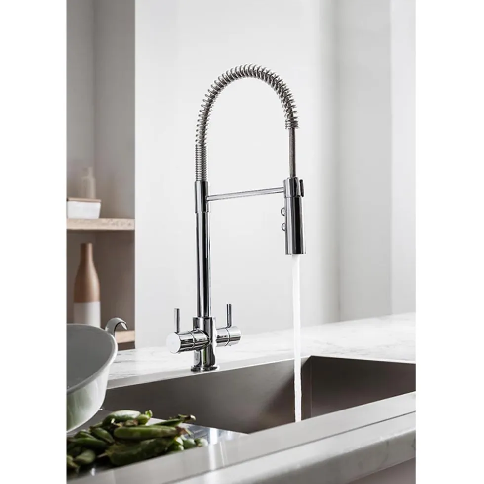Crosswater Cucina Cook Dual Control Mono Kitchen Mixer with Flexi Spray - Chrome