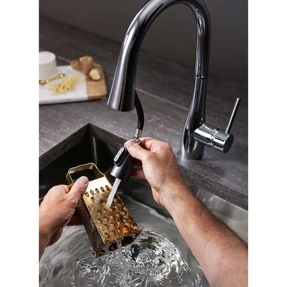 Crosswater Cucina Cook Mono Kitchen Mixer with Concealed Dual Function Pull Out Spray Head