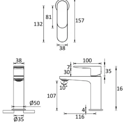 Crosswater Drift Mono Basin Mixer Tap with Click Clack Waste