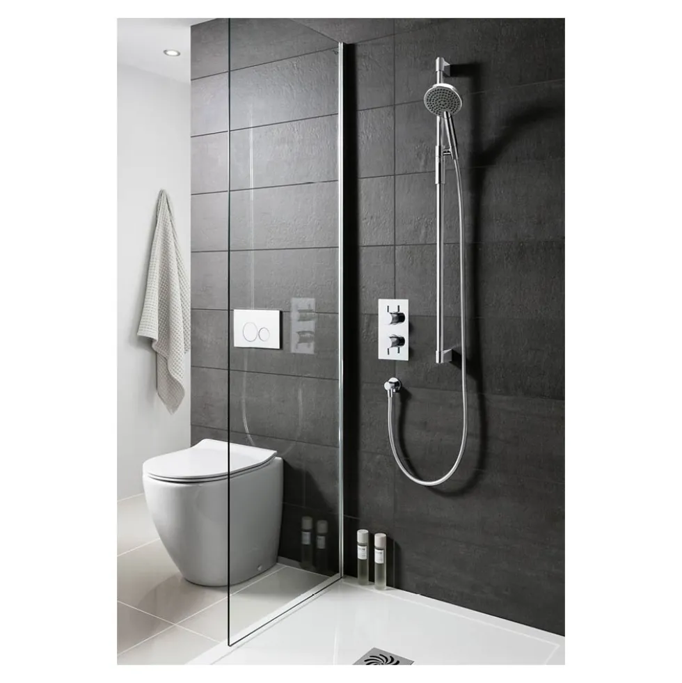Crosswater Ethos Push Button Slide Rail Kit with Easy Clean Hose & 3 Mode Shower Handset