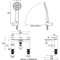 Crosswater Fuse Bath Shower Mixer Tap & Kit