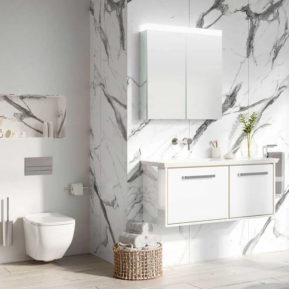 Crosswater Image Illuminated Mirror Cabinet with Shaver Socket & Colour Change LED's - 500, 700 & 900mm