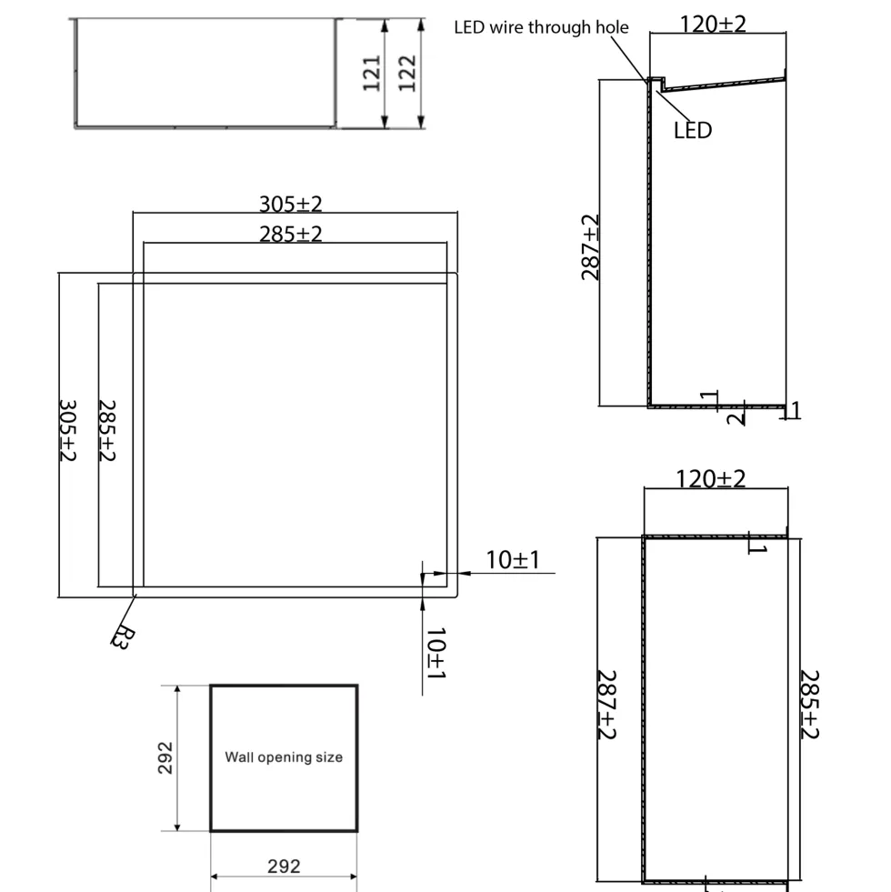 Crosswater Inset LED Illuminated Shower Niche - 305 x 305mm
