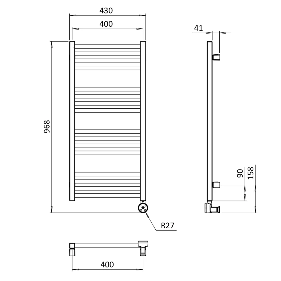Crosswater MPRO Electric Brushed Brass Heated Towel Rail
