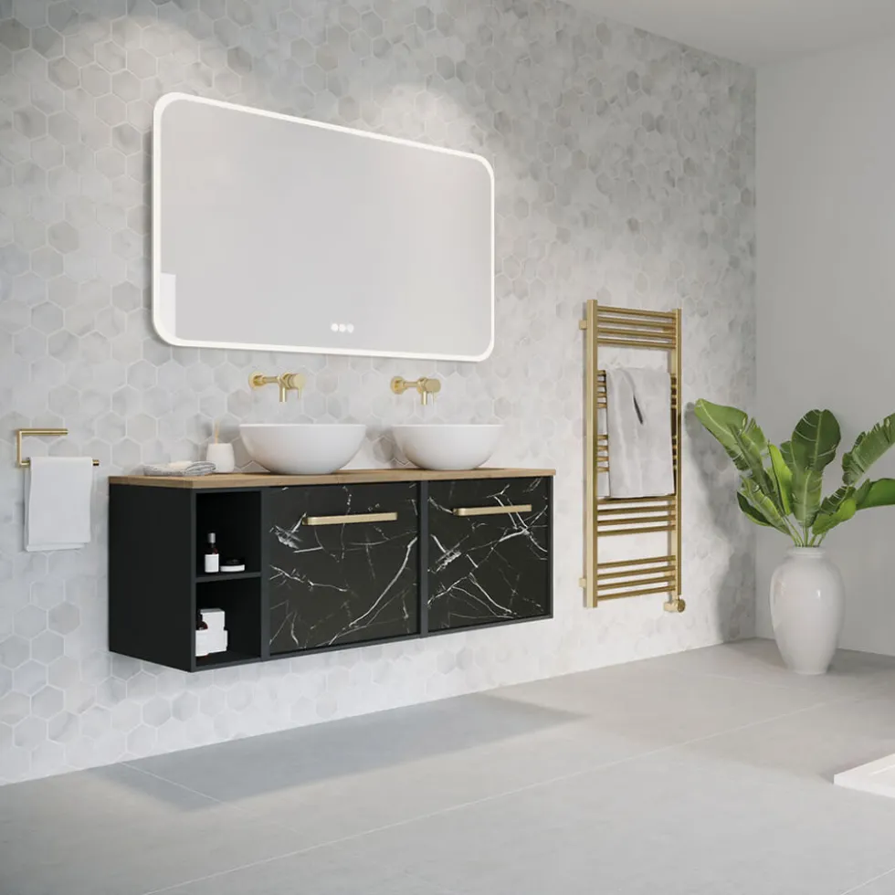 Crosswater MPRO Electric Brushed Brass Heated Towel Rail