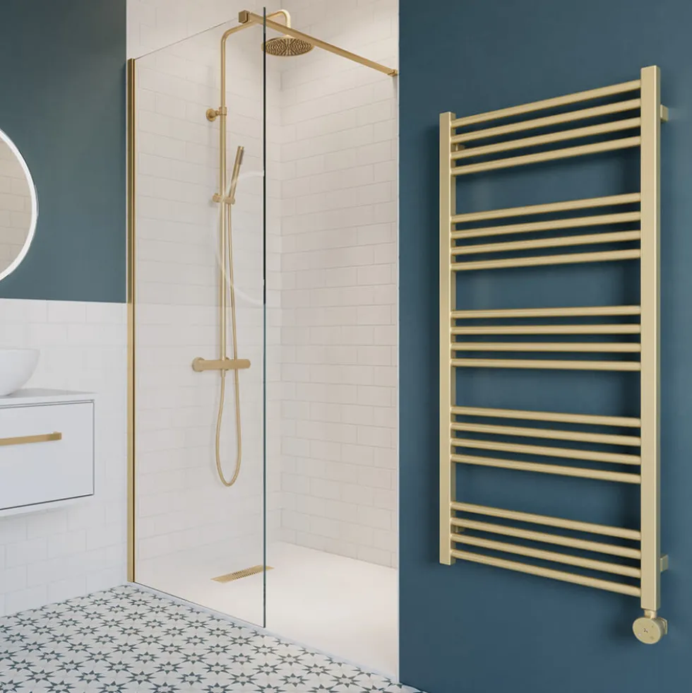 Crosswater MPRO Electric Brushed Brass Heated Towel Rail