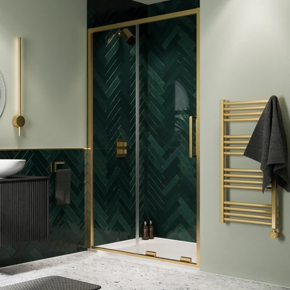 Crosswater MPRO Electric Brushed Brass Heated Towel Rail