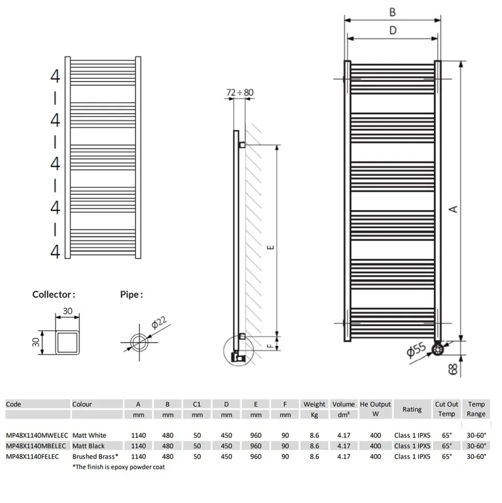 Crosswater MPRO Electric Slate Heated Towel Rail