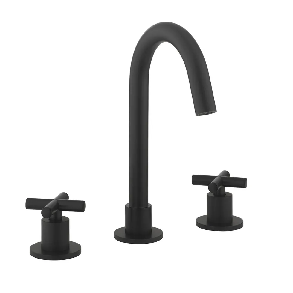 Crosswater MPRO 3 Hole Basin Mixer Tap with Crosshead Handles
