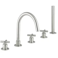Crosswater MPRO 5 Hole Bath Mixer Tap & Shower Handset with Crosshead Handles