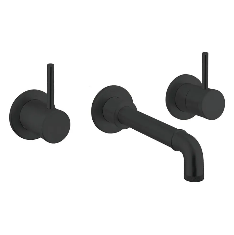 Crosswater MPRO Industrial 3 Hole Wall Mounted Basin Mixer Tap - Carbon Black