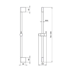 Crosswater MPRO 700mm Sliding Shower Rail