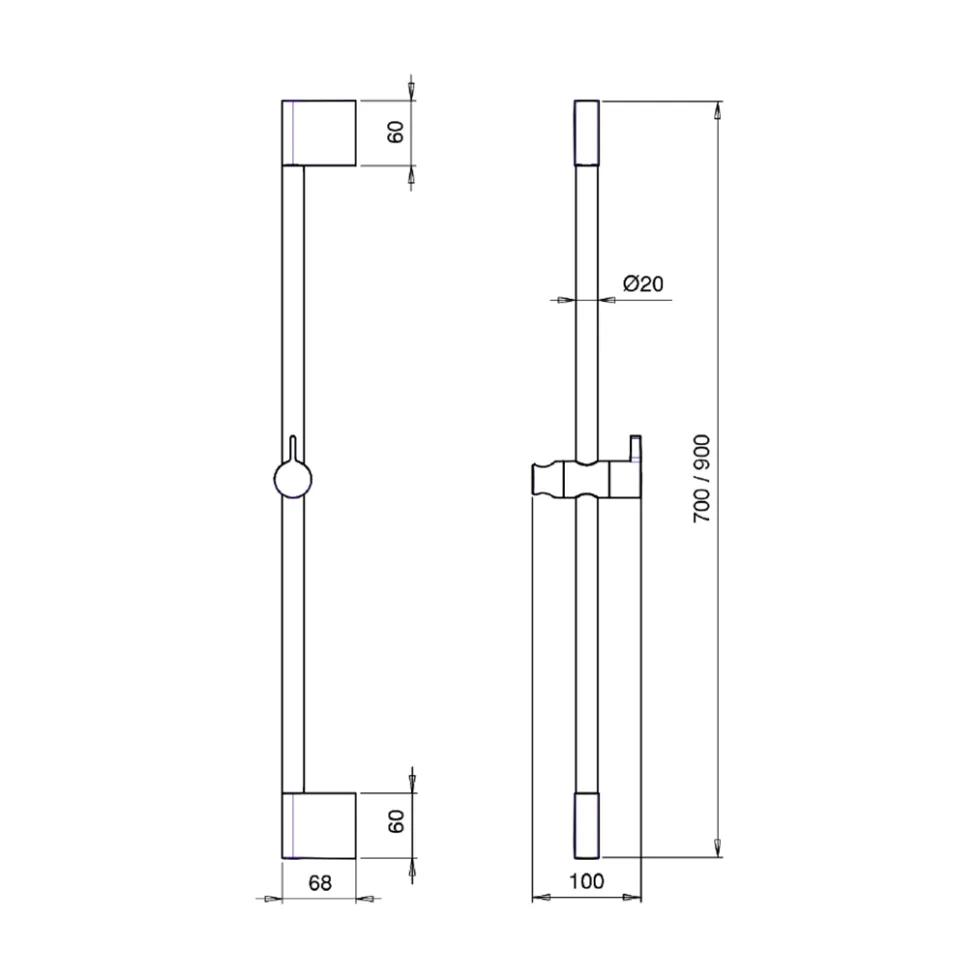 Crosswater MPRO 700mm Sliding Shower Rail