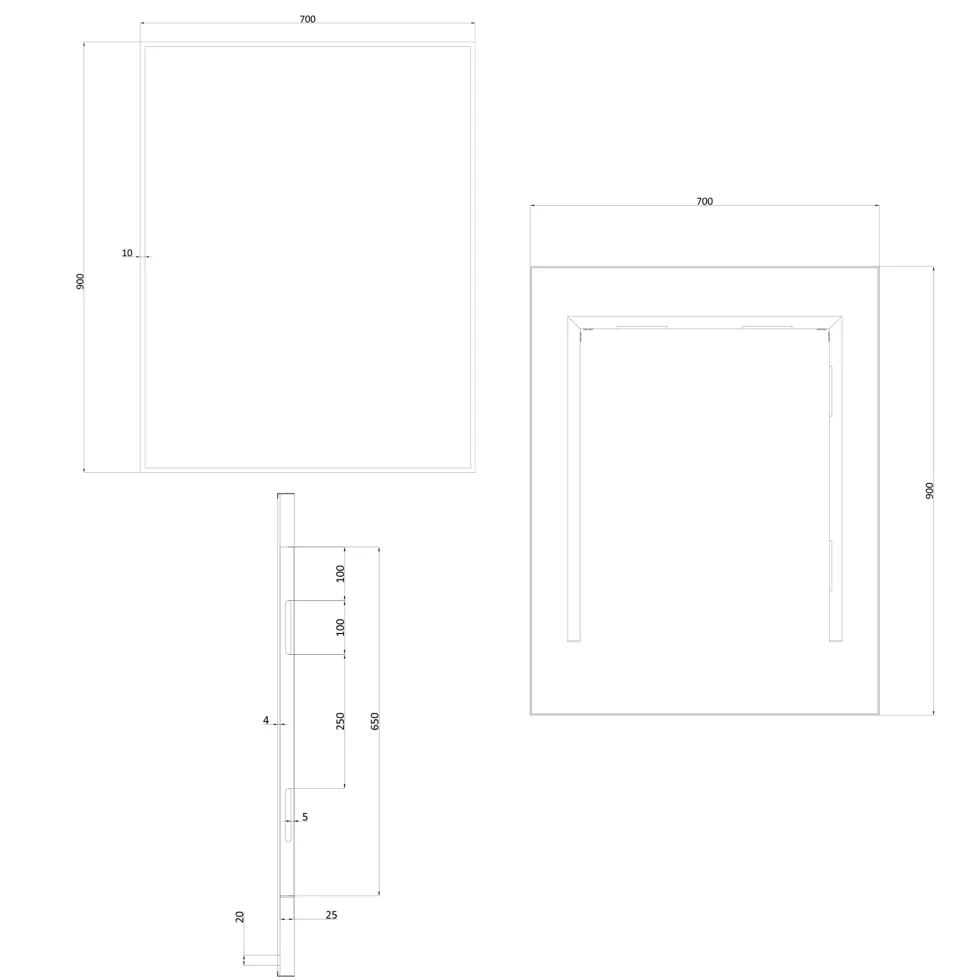 Crosswater MPRO Rectangular Framed Mirror with Demister Pad