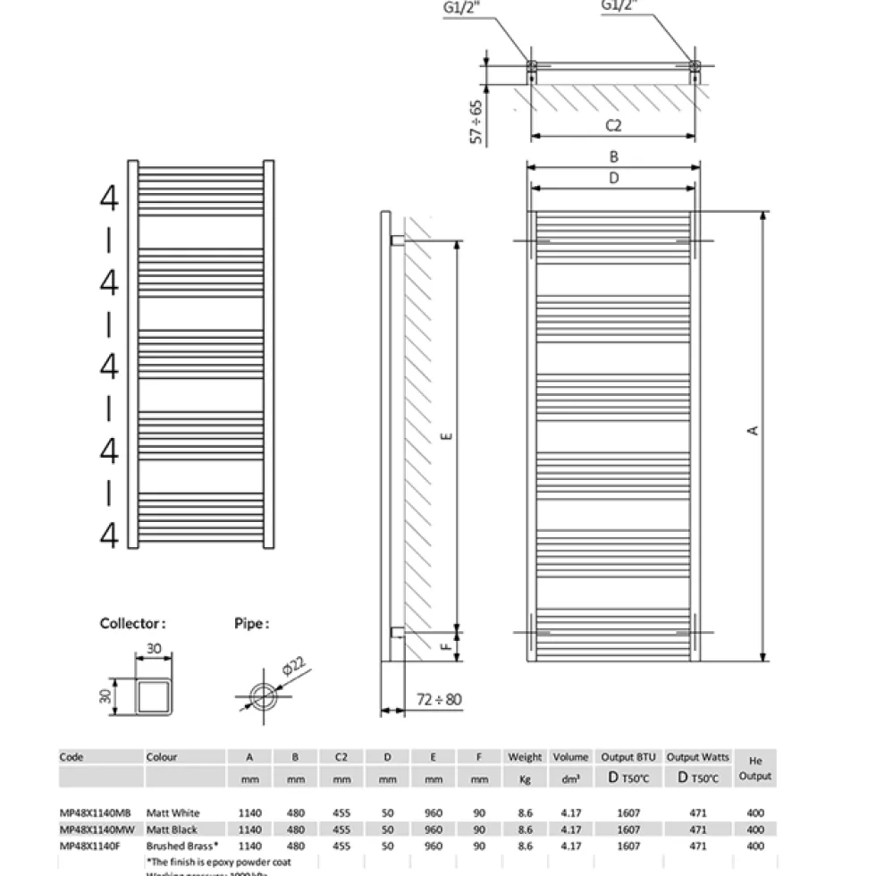 Crosswater MPRO Slate Heated Towel Rail