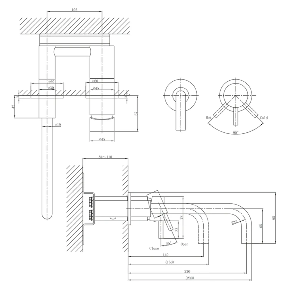 Crosswater MPRO Wall Mounted Basin Mixer Tap