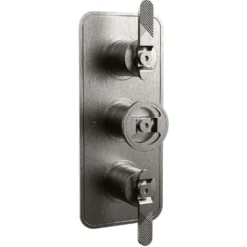Crosswater Union 3 Outlet 3 Handle Concealed Thermostatic Shower Valve with Wheel & Levers - Brushed Black Chrome