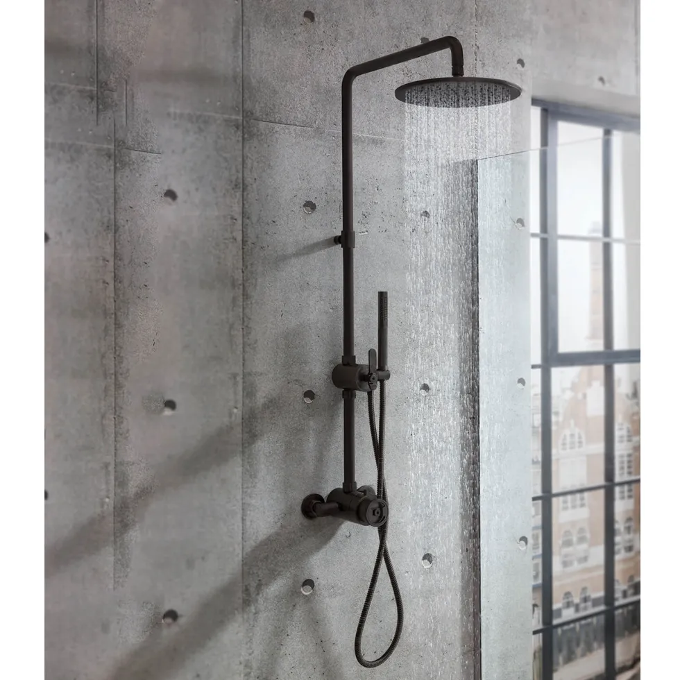 Crosswater Union WRAS Approved Multifunction Thermostatic Shower Kit with Valve, Rigid Riser & Shower Handset - Matt Black