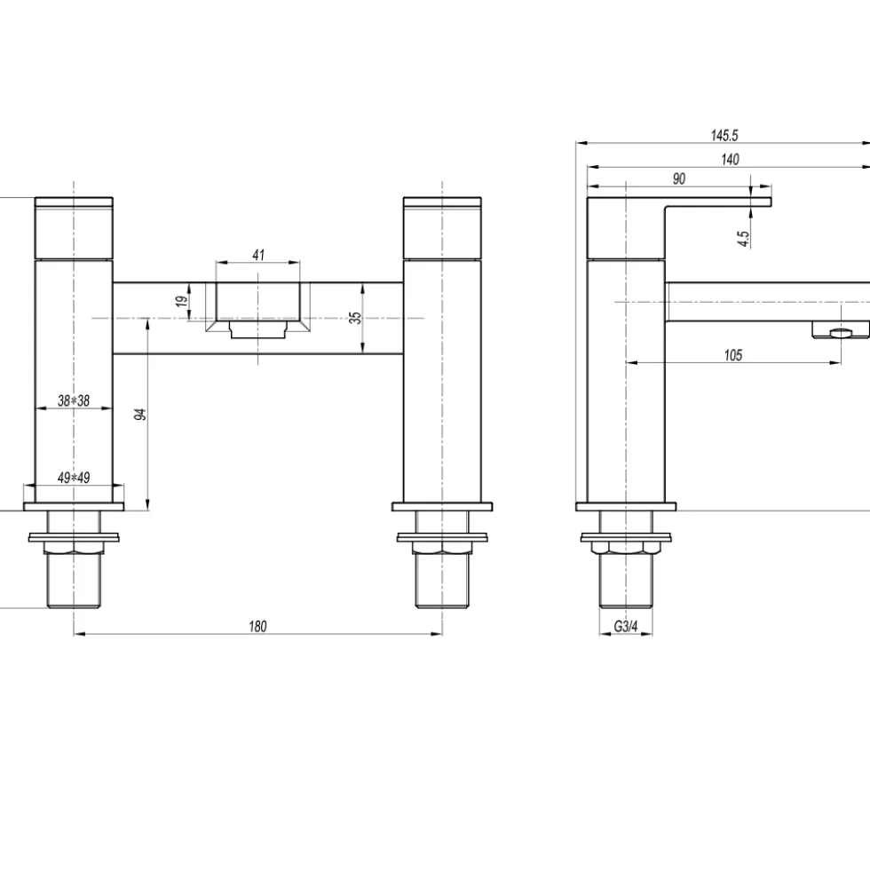 Crosswater Verge Deck Mounted Bath Filler