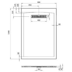 Crosswater Vito 25mm Dolomite Stone Resin Rectangular Shower Tray with Linear Waste Position