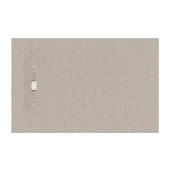 Crosswater Vito 25mm Dolomite Stone Resin Textured Rectangular Shower Tray with Linear Waste Cover