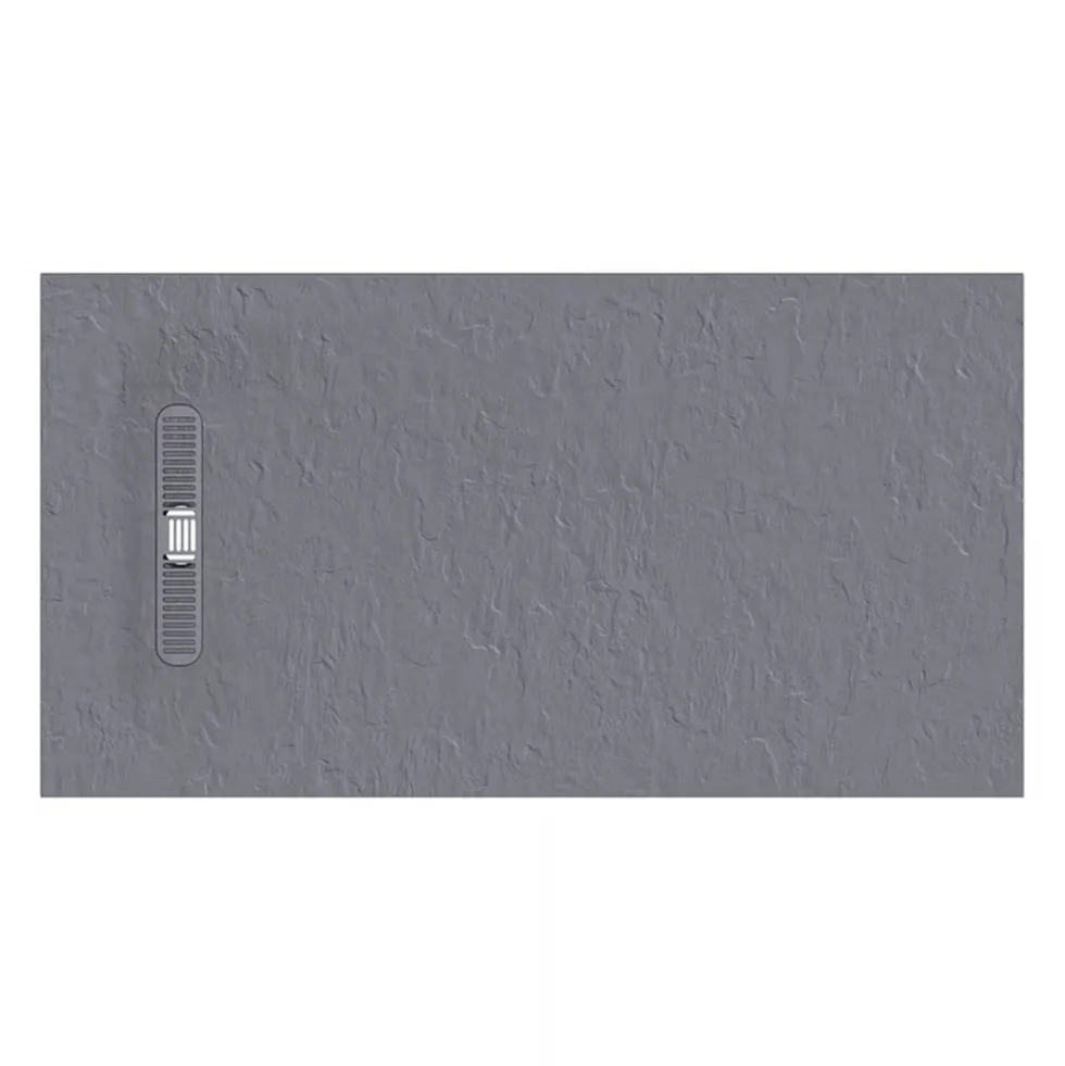 Crosswater Vito 25mm Dolomite Stone Resin Textured Rectangular Shower Tray with Linear Waste Cover