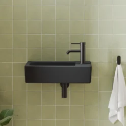 Daisy Matt Black Wall Hung Cloakroom Basin - 450 x 245mm