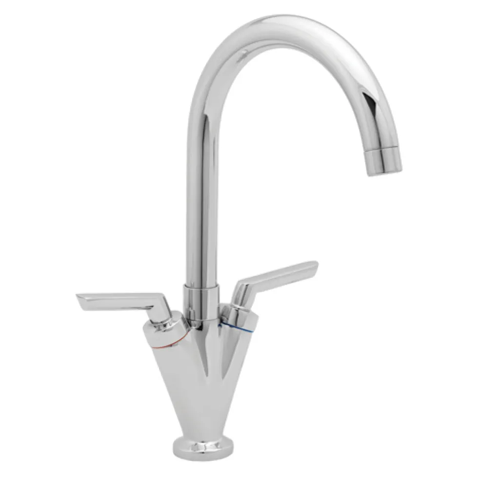 Deva Lever Twin Lever Monobloc Sink Mixer with Swivel Spout