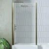 Drench Brushed Brass L-Shaped Fixed Bath Screen - 1435 x 800mm