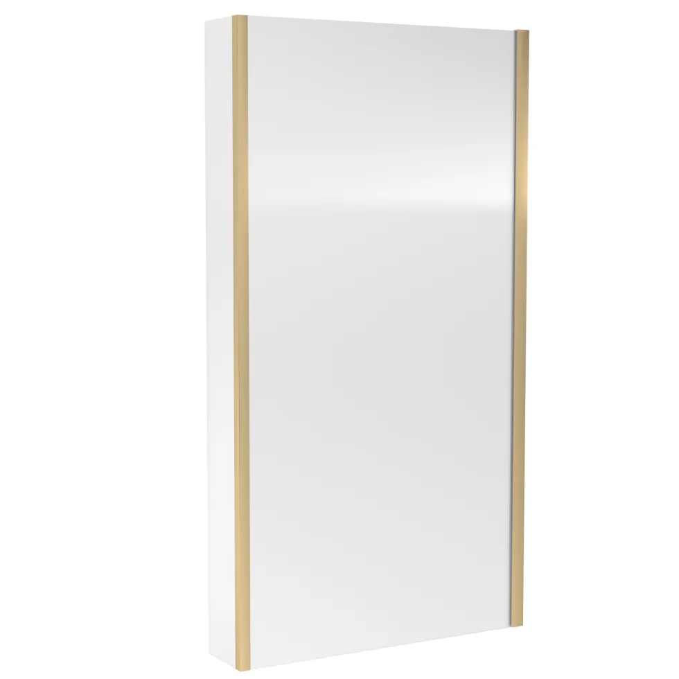 Drench Brushed Brass L-Shaped Fixed Bath Screen - 1435 x 800mm