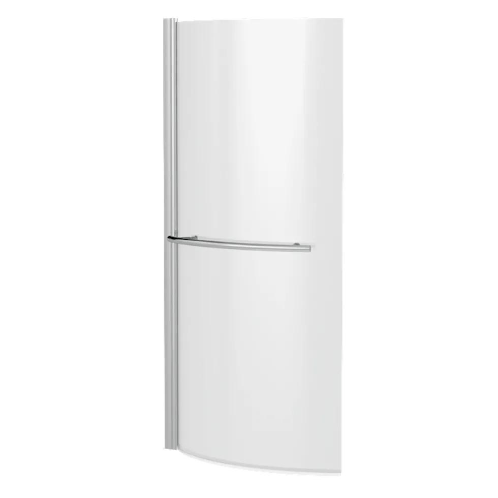 Drench Curved Polished Chrome Hinged P-Bath Screen With Towel Rail - 1435 x 700mm