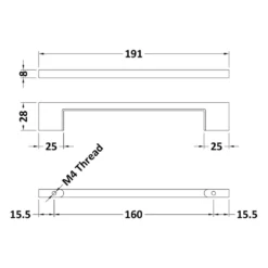 Drench D Bar Furniture Handle - 160mm Centres